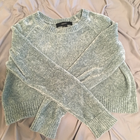 Forever 21 Sweaters - Chenille Lime Green Cropped Sweater